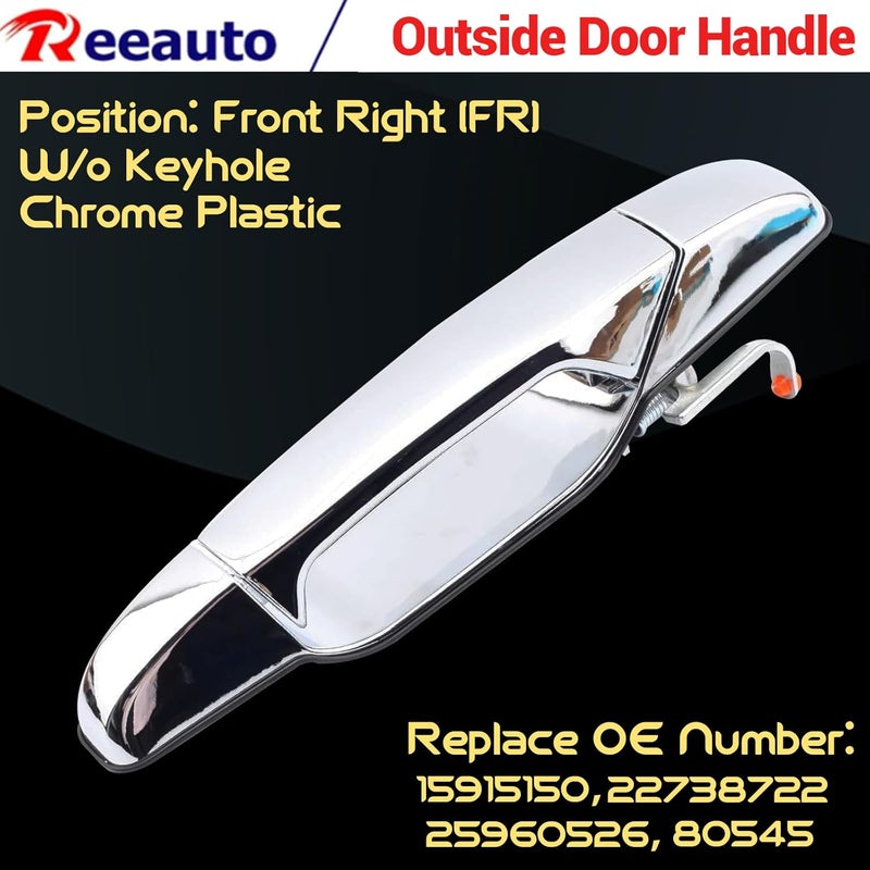 Reeauto Front Rear Left & Right Exterior Door Handle Compatible with 2007-2013 Silverado Suburban Tahoe Avalanche Sierra Yukon Cadillac Escalade, Replaces# Outside Door Handle, Chrome - Image 4
